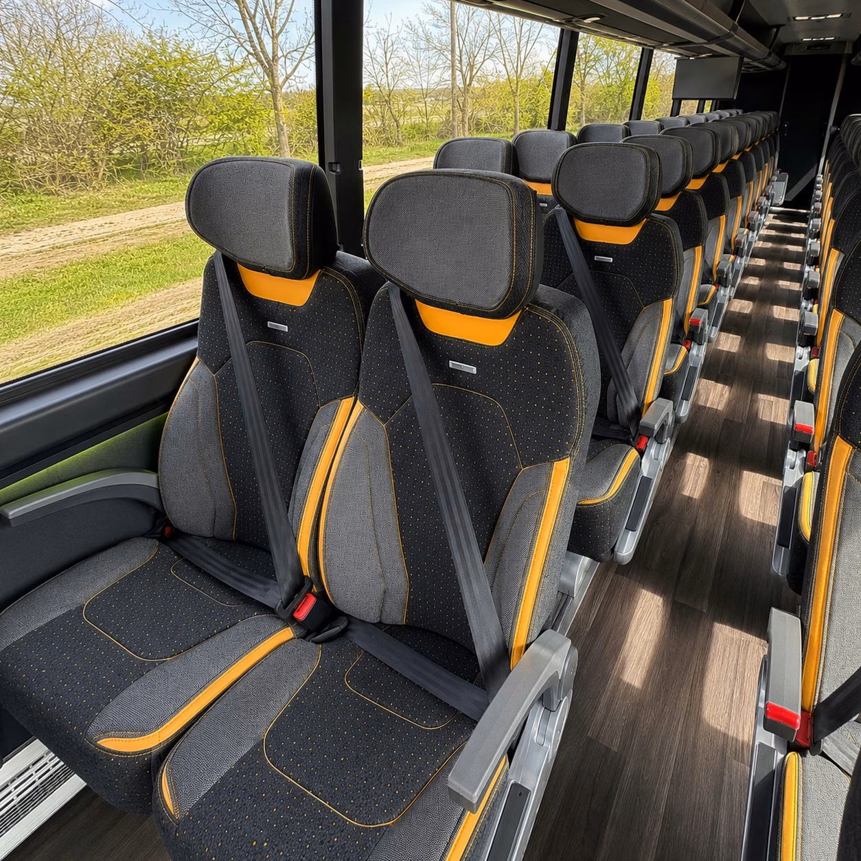 la mirada charter bus rental inside